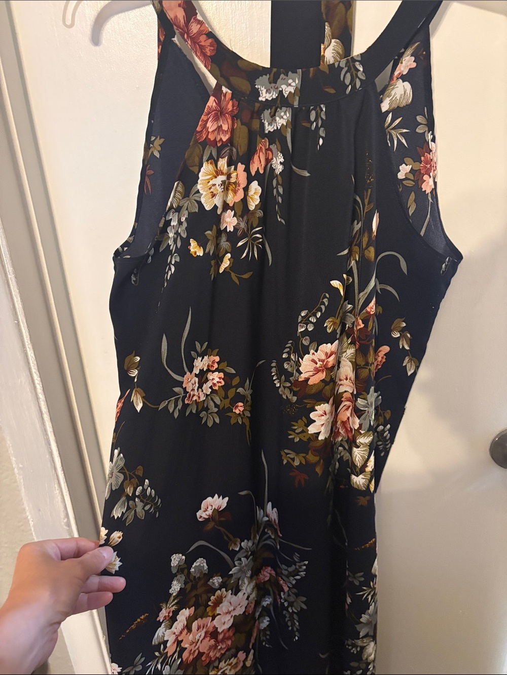 Floral Sleeveless Black Tank Top